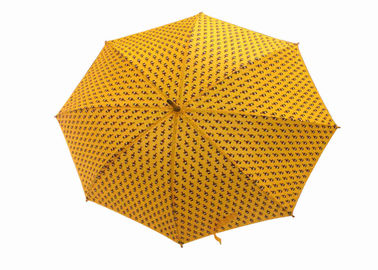 黄色女性の木雨傘の木のハンドル シャフト ポリエステル生地