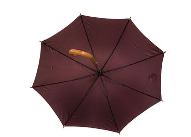 重い風のための携帯用ブラウンの木のハンドルの傘の余分に耐久の強い
