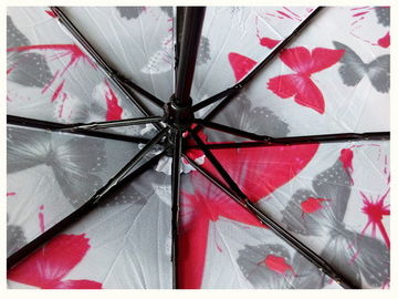 マニュアル開いた注文旅行傘の蝶花の印刷物の防水おおい