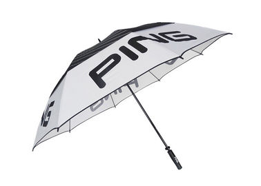 メンズ黒く白い防風のゴルフ傘の軽量のガラス繊維フレーム