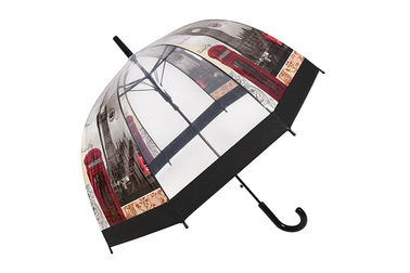 印刷POEの黒いトリムが付いている明確なドーム形の傘のコンパクトの泡傘