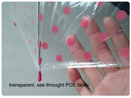 Jのハンドルのピンクの点POE子供のための透明な雨傘