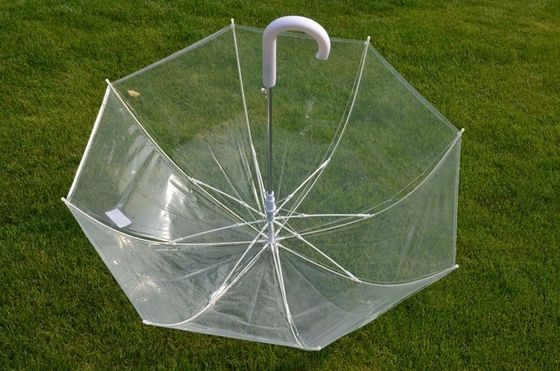 防水Jのハンドル8mmの金属シャフト透明な雨傘