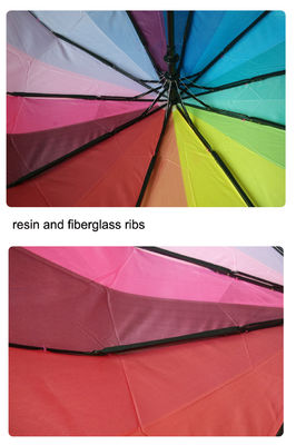 防風の8mmの金属シャフトが付いている虹2の折る傘