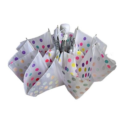 多彩な点が付いている金属シャフトの繭紬の生地3の折目の傘SGS