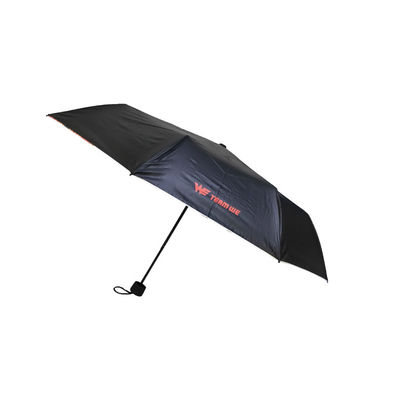 黒いコーティングの95cm観光の3つの折目の傘