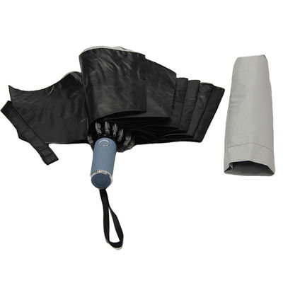 黒い紫外線コーティング3の女性のための折る傘の自動開いた終わり
