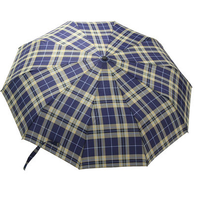 人のための金属シャフトの繭紬の生地3の折り畳み式の傘を点検し、縞で飾りなさい