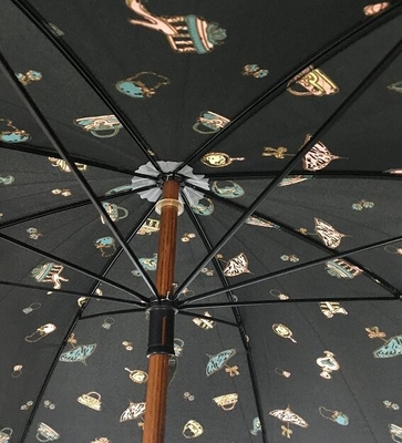 190T繭紬マニュアル フル カラーの印刷を用いる開いた木シャフトの傘