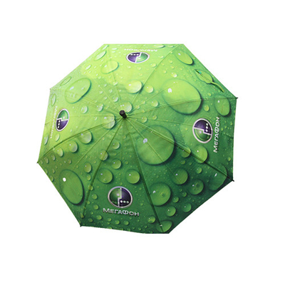 8mmの金属シャフトが付いている緑の雨滴のまっすぐな傘