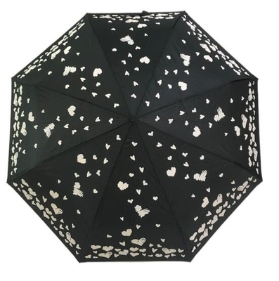 BSCI 190Tポリエステル生地の魔法の印刷の3折る傘