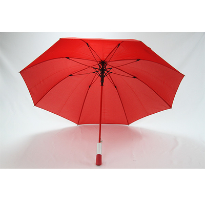 8mmの金属シャフトの注文のロゴの印刷を用いる赤い繭紬の傘
