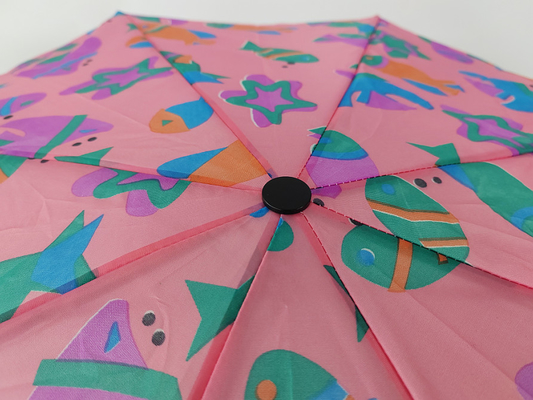 手動 3 折りたたむ傘 防水 ピンク色