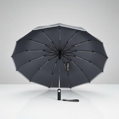 オープン直径105cm,ガラス繊維の肋骨,反射型エッジトリミングの大きな自動旅行傘