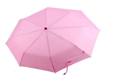 Pink 3金属シャフトの女性折り畳み式の傘のガラス繊維フレーム21インチ8の肋骨