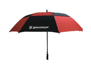 黒く赤い二重おおいの防風のゴルフ傘の風の抵抗力があるグリップのプラスチック ハンドル