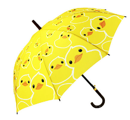 子供のかわいく黄色いアヒルJのハンドルの密集したゴルフ傘