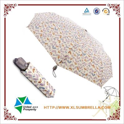 女性のための多彩な葉パターン8mm金属シャフトの折り畳み式の傘