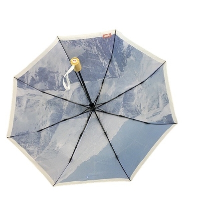 タケ ハンドルが付いている金属フレームの防風の折る傘を印刷するデジタル