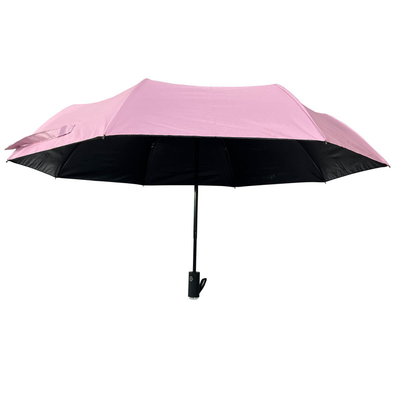 UPF 30の紫外線コーティングを黒くすることの自動開いた近い3折る傘