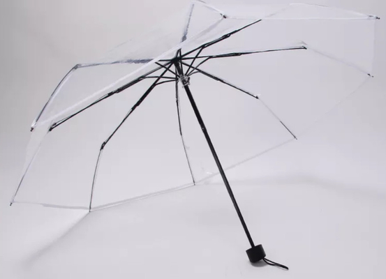 注文のロゴ透明な3折るPOEの傘23 Inchx8K