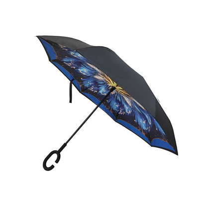 注文のガラス繊維 フレームのCの形のハンドルとの逆の逆にされた傘の二重層