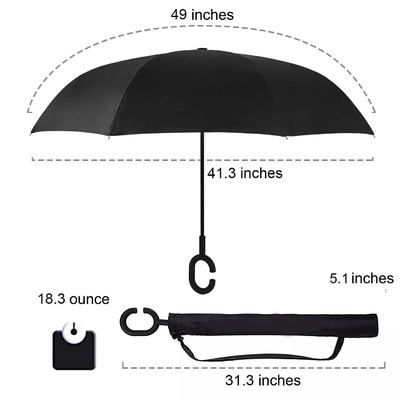 注文のガラス繊維 フレームのCの形のハンドルとの逆の逆にされた傘の二重層